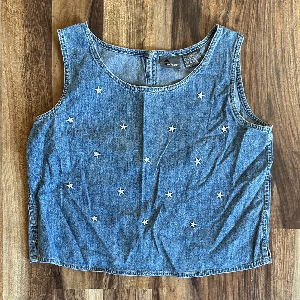 Vintage Liz Claiborne Denim Star Tank Top